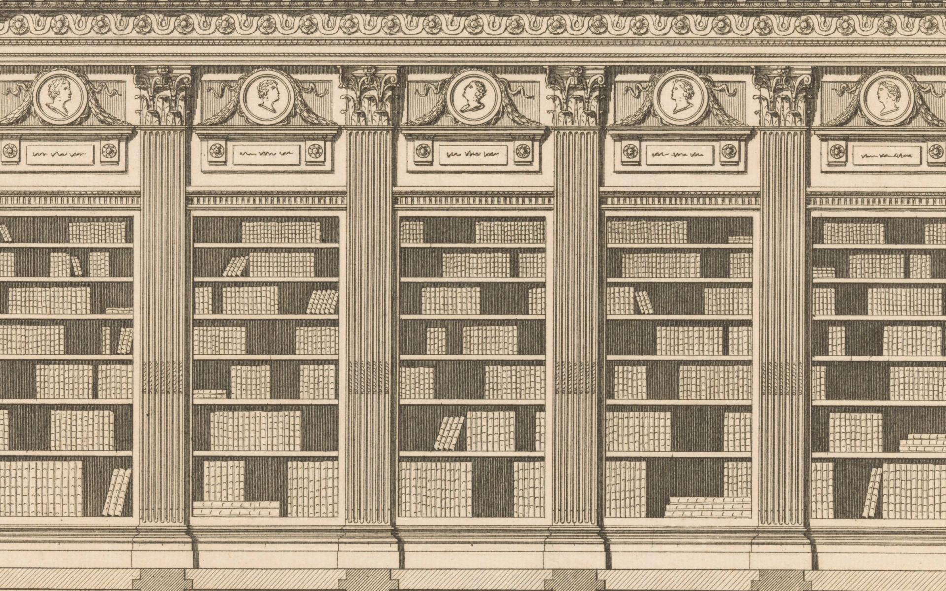 Davenant Press hero, classical library facade